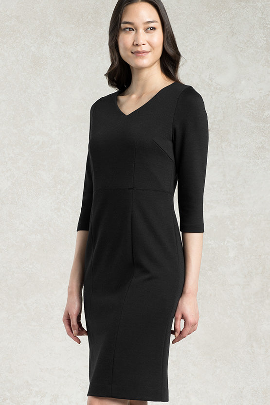 All-Season Material: Smart Stretch V-Neck I-Line Dress