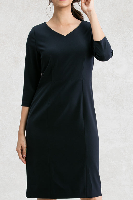 All-Season Material: Smart Stretch V-Neck I-Line Dress