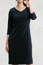 All-Season Material: Smart Stretch V-Neck I-Line Dress