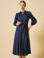 Stretch Chiffon: Navy Long Mermaid Dress