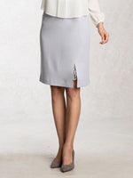 Suit Friendly: Lilac Blue Lace Slit Skirt