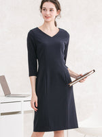 Double Jersey: Double Jersey White V-Neck I-Line Dress