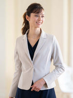 Stretch Jacquard: Beige Geo Tailored Jacket