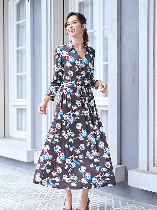 Long Length: Chocolate Lei Flower Collared Cache-Coeur Long