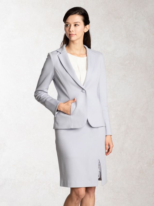 Suit Friendly: Lilac Blue Lace Slit Skirt