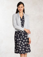 Brushed Back: Navy Rose Gathered Dress