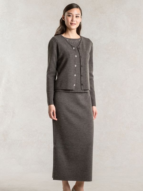 Long Length: Charcoal Gray Knit Long Skirt