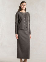 Long Length: Charcoal Gray Knit Long Skirt