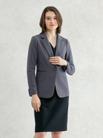 Double Jersey Blue-Gray Long Tailored Jacket
