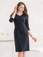 Double Jersey: Double Jersey White V-Neck I-Line Dress