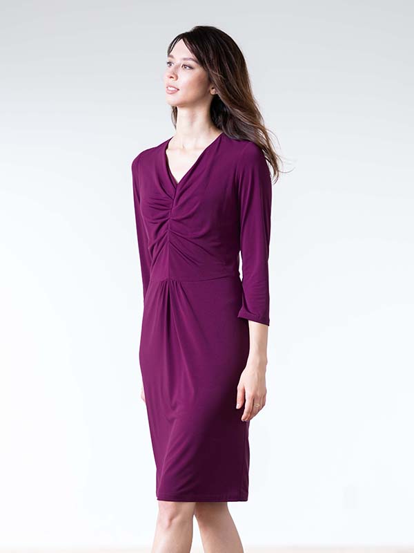 Grape I-Line Tuck Dress