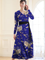 [Fleece lining] Moon viewing cache-coeur ribbon dress (with antistatic petticoat)