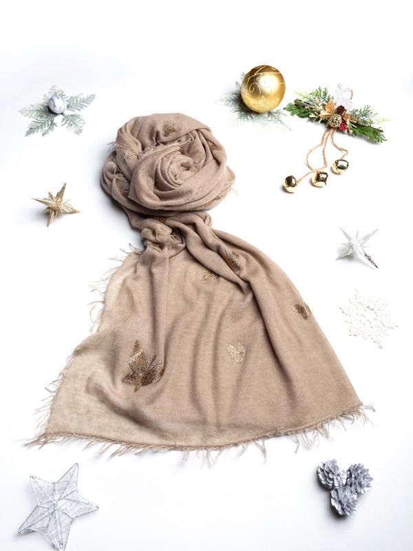 Camel Cashmere Butterfly Scarf