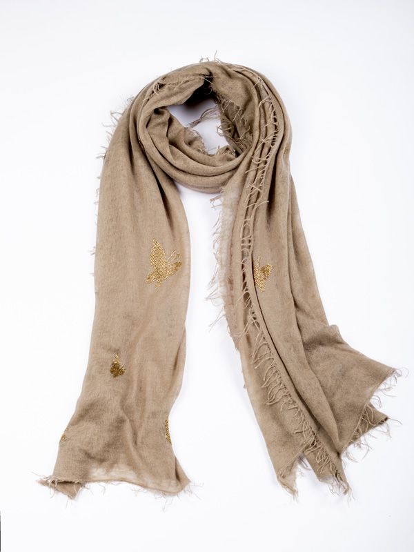 Camel Cashmere Butterfly Scarf